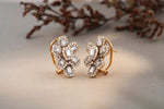 Load image into Gallery viewer, Emerald Cut Diamond Stud Earrings,  Flower Design Diamond Earrings, 14k Solid Gold, Natural Diamonds, Fancy shape diamond earrings, For her
