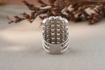 Load image into Gallery viewer, Check Design Cocktail Ring, Patterned Diamond Ring, Triple Shank Cocktail Ring, 14k Solid Gold, Natural Diamonds, Gift for her
