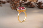 Load image into Gallery viewer, Ruby Diamond Ring In 14k Solid Gold, Cocktail Ring With Natural Diamonds, Gift For Women
