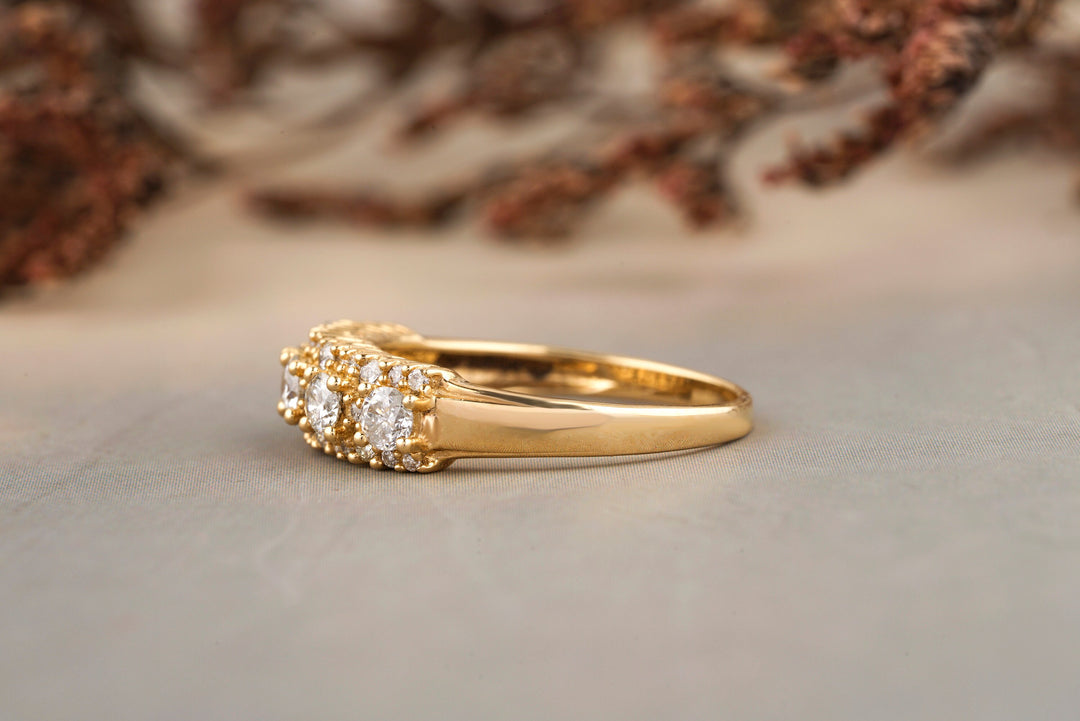 Solitaire Diamond Ring In 14k Solid Gold, Eternity Band With Natural Diamonds, Gift For Her