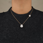 Load image into Gallery viewer, Teardrop Ball Diamond Necklace, 14k Solid Gold, Natural Diamonds, Minimalistic Charm Necklace, Asymmetrical Layering Chain
