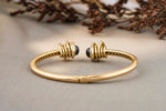 Load image into Gallery viewer, Blue Sapphire Diamond Cuff Bracelet, Spiral Bracelet With Natural Diamonds, 14K Solid Gold, Gift for her
