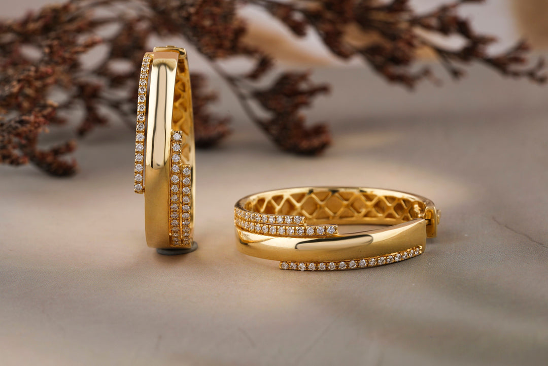 Round Diamond Hoop Earrings, 14k Solid Gold Earrings, Natural Diamonds, Wedding Earrings, Gift for her