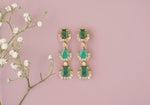 Load image into Gallery viewer, Fancy Emerald Dangle Drop Diamond Earrings, Pear &amp; Emerald Cut Gemstone Earrings, 14k Solid Gold, Natural Diamonds, Gift for her
