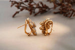 Load image into Gallery viewer, Emerald Cut Diamond Stud Earrings,  Flower Design Diamond Earrings, 14k Solid Gold, Natural Diamonds, Fancy shape diamond earrings, For her
