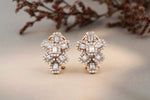 Load image into Gallery viewer, Emerald Cut Diamond Stud Earrings,  Flower Design Diamond Earrings, 14k Solid Gold, Natural Diamonds, Fancy shape diamond earrings, For her
