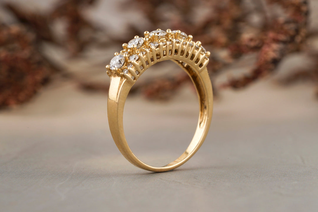 Solitaire Diamond Ring In 14k Solid Gold, Eternity Band With Natural Diamonds, Gift For Her