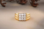 Load image into Gallery viewer, Square Shaped Men&#39;s Diamond Ring, Grooved Shank Design, 14k Solid Gold, Natural Diamonds, Gift for him, Men&#39;s Jewelry
