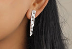 Load image into Gallery viewer, Waterfall Diamond Earrings In 14kt Solid Gold, Asymmetric Triple line Earrings, Natural Diamonds, Gift for her
