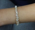 Load image into Gallery viewer, Trillion Diamond Tennis Bracelet With Halo Setting, 14k Solid Gold, Stackable Bracelet, Natural Diamonds, Bridal Jewelry, Gift for Her
