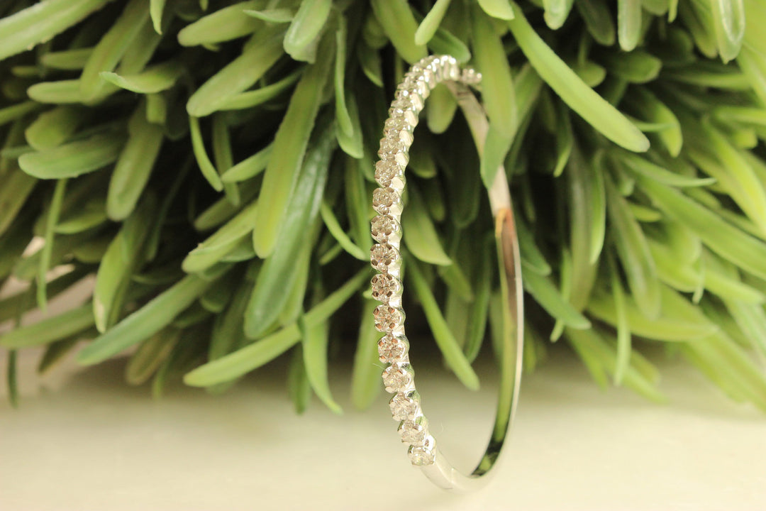 Cluster Setting Diamond Bracelet, Half Eternity Bracelet, Stackable Illusion Bangle Bracelet, 14k Solid Gold, Natural Diamonds, Gift for her