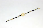 Load image into Gallery viewer, Gold Disc Initial Baby Bracelet, 14k Solid Gold, Natural Diamonds Nazariya, Kids Bracelet, Indian Protection Charm, Gift for toddlers
