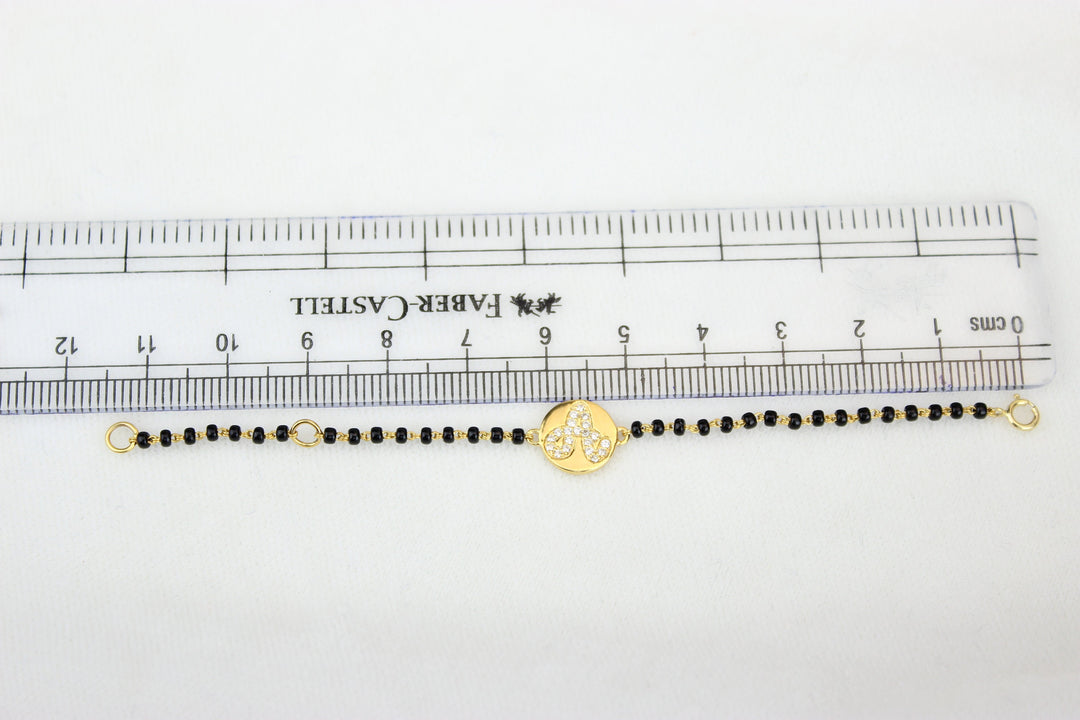 Gold Disc Initial Baby Bracelet, 14k Solid Gold, Natural Diamonds Nazariya, Kids Bracelet, Indian Protection Charm, Gift for toddlers
