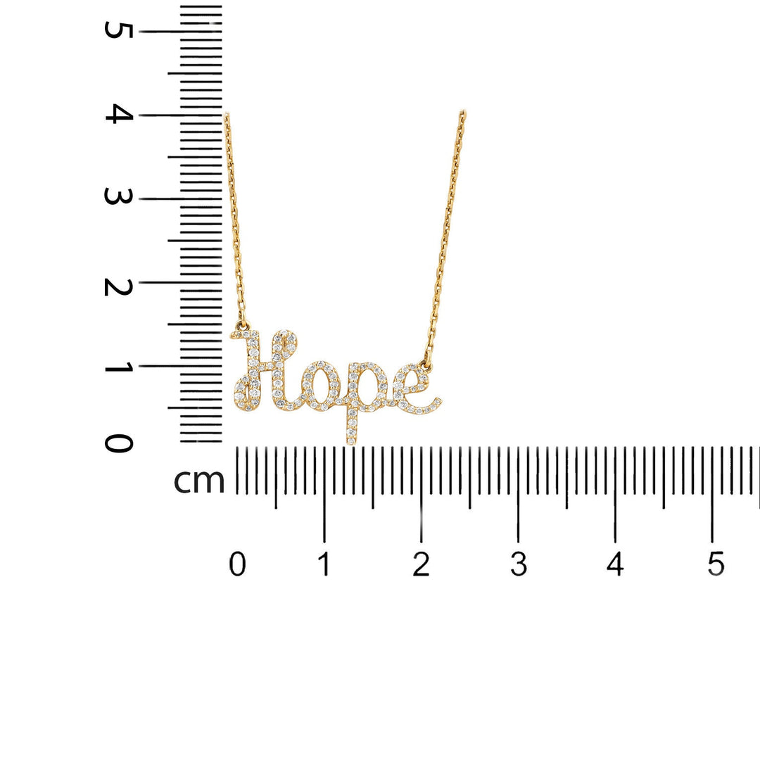 Hope Word Diamond Pendant Necklace, 14k Solid Gold, Natural Diamonds, Script Letter Affirmation Chain  Necklace, Stackable Everyday Jewelry
