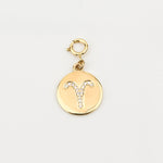 Load image into Gallery viewer, Aries Horoscope Birth Sign Charm, 14k Solid Gold, Natural Diamonds, Zodiac Jewelry, Everyday Jewelry, Astrology Gift for her
