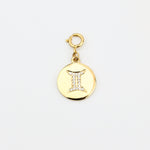 Load image into Gallery viewer, Gemini Horoscope Birth Sign Charm, 14k Solid Gold, Natural Diamonds, Zodiac Jewelry, Everyday Jewelry, Astrology Gift for her
