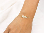 Load image into Gallery viewer, Faith Chain Diamond Bracelet in 14k Solid Gold, Natural Diamonds, Inspirational Jewelry, Gift for her, Handcrafted Jewelry, Word Bracelet

