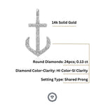 Load image into Gallery viewer, Anchor Diamond Pendant Charm, 14k Solid Gold, Natural Diamonds, Minimalist Gold Anchor Necklace, Dainty Gift for her
