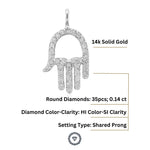 Load image into Gallery viewer, Hamsa Hand Diamond Charm Pendant, 14k Solid Gold, Small Hamsa Necklace,  Natural Diamonds, Everyday Protection Bracelet, Gift for her
