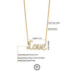 Load image into Gallery viewer, Love Diamond Necklace, 14kt Solid Gold, Script Inspirational Jewelry, Handcrafted Jewelry, Word Necklace, Ready To Ship, Women&#39;s Day Gift

