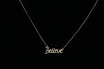 Load image into Gallery viewer, Believe Diamond Necklace in 14k Solid Gold, Inspirational Fine Jewelry, Handcrafted Jewelry, Word Necklace, Script Word Necklace
