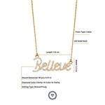 Load image into Gallery viewer, Believe Diamond Necklace in 14k Solid Gold, Inspirational Fine Jewelry, Handcrafted Jewelry, Word Necklace, Script Word Necklace
