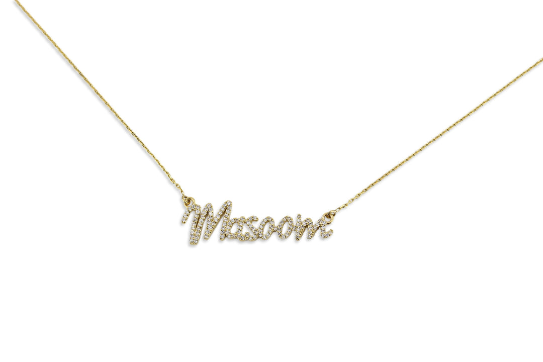 Diamond Name Necklace In 14k Solid Gold, Dainty Word Necklace With Natural Diamonds, Gift for Women, Script Jewelry, Gift For Her