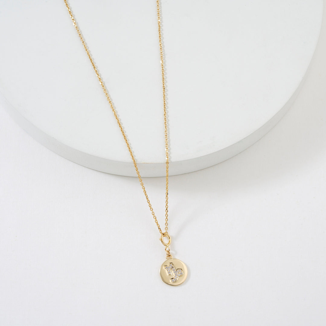 Capricorn Horoscope Birth Sign Charm, 14k Solid Gold, Natural Diamonds, Zodiac Jewelry, Everyday Jewelry, Astrology Gift for her