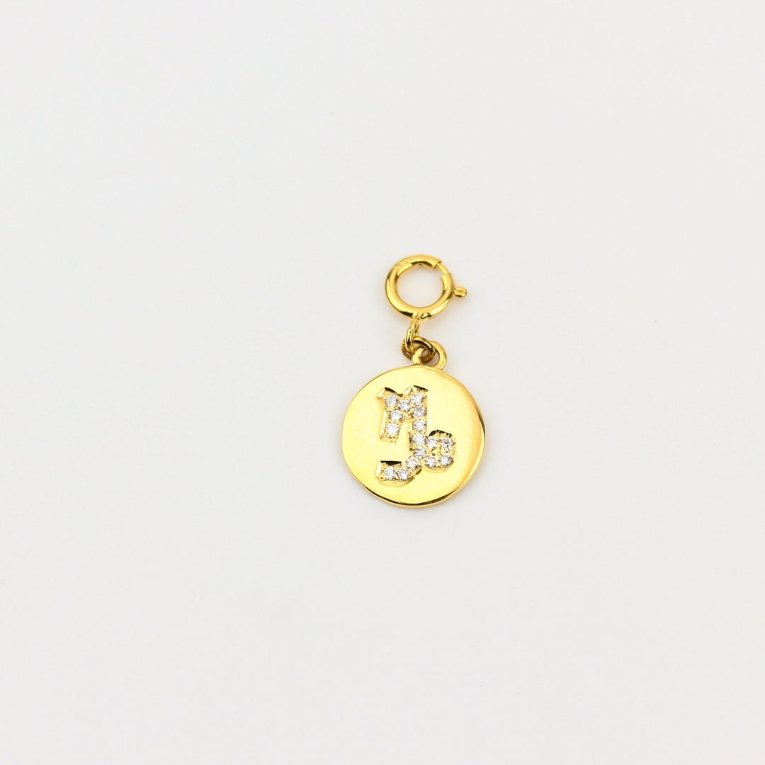 Capricorn Horoscope Birth Sign Charm, 14k Solid Gold, Natural Diamonds, Zodiac Jewelry, Everyday Jewelry, Astrology Gift for her