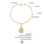 Load image into Gallery viewer, Gemini Horoscope Birth Sign Charm, 14k Solid Gold, Natural Diamonds, Zodiac Jewelry, Everyday Jewelry, Astrology Gift for her
