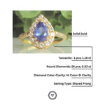 Load image into Gallery viewer, Natural Tanzanite Diamond Ring In 14K Solid Gold, Gemstone Ring With Natural Diamonds, Gift for Women
