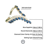 Load image into Gallery viewer, Blue Sapphire Diamond Ring In 14k Solid Gold, Birthstone Ring With Natural Diamonds, Gift for Women
