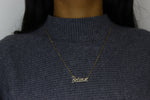 Load image into Gallery viewer, Believe Diamond Necklace in 14k Solid Gold, Inspirational Fine Jewelry, Handcrafted Jewelry, Word Necklace, Script Word Necklace
