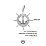 Load image into Gallery viewer, Anchor and Wheel Pendant Charm, 14k Solid Gold, Natural Diamonds, Gift for her
