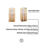 Load image into Gallery viewer, Triple line Diamond Earrings, Huggie earrings. 14k Solid Gold Earrings, Natural Diamonds, Gift for her, Dainty Diamond Earrings
