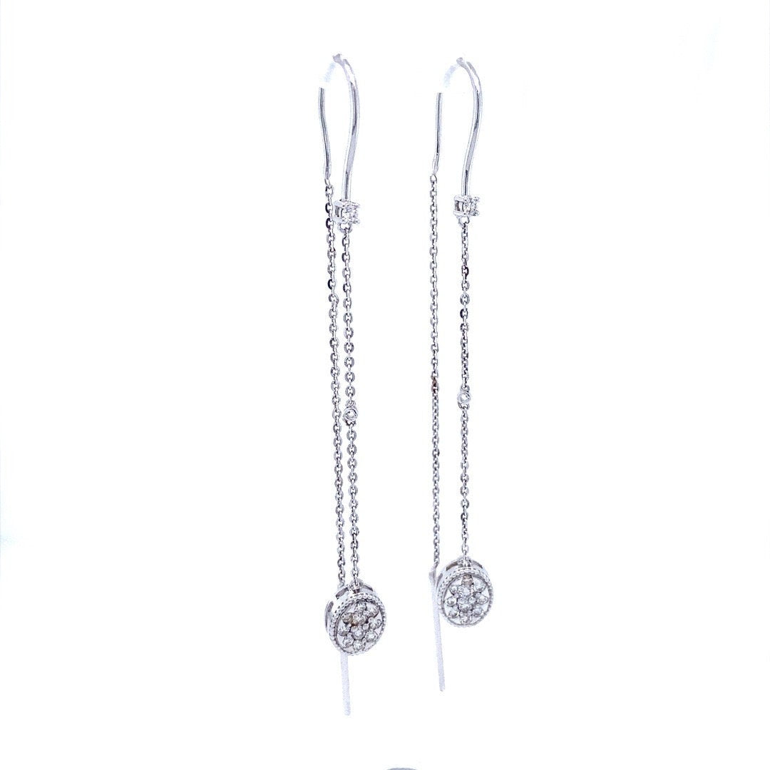 Dangling Thread Diamond Earrings, 14k Solid Gold, Natural Diamonds, Dangle Chain Earrings, Minimalist Jewelry, Ready To Ship