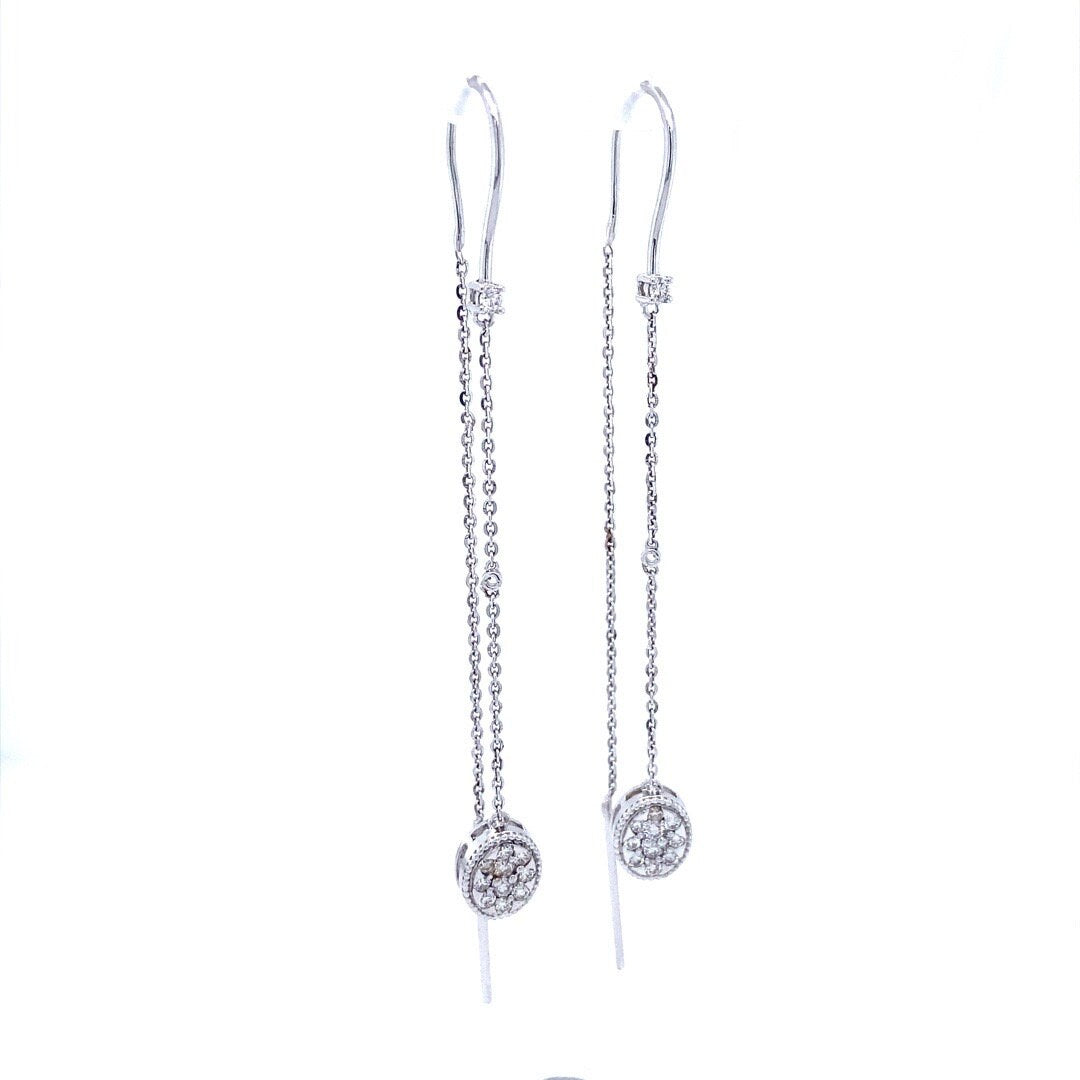 Dangling Thread Diamond Earrings, 14k Solid Gold, Natural Diamonds, Dangle Chain Earrings, Minimalist Jewelry, Ready To Ship
