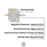 Load image into Gallery viewer, Baguettes and Round Diamond Ring In Illusion Setting, 14k Solid Gold, Natural Diamonds, Perfect Gift for her
