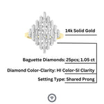 Load image into Gallery viewer, Baguette Diamond Ring, Diamond cluster setting Ring, Baguette Diamond Engagement Ring, Natural Diamonds, 14K Solid Gold, Gift for her
