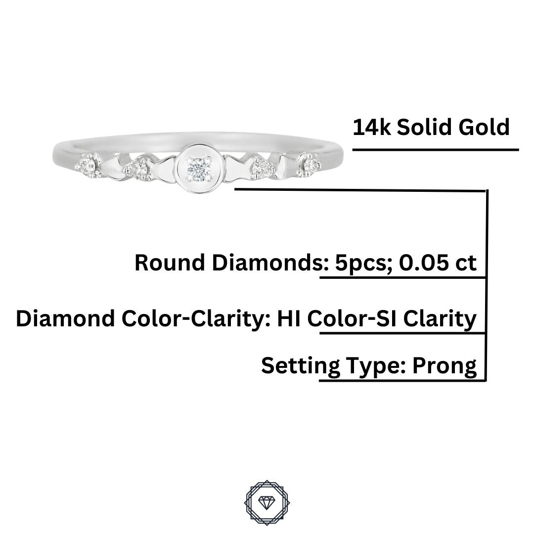 Dainty Diamond Ring in 14k Solid Gold, Natural Diamonds, Everyday Jewelry, Gift for her