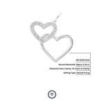 Load image into Gallery viewer, Double Hearts Gold Charm Pendant, 14k Solid Gold, Natural Diamonds, Gift for her, Intertwined love Dainty Bracelet, Tiny Heart Necklace
