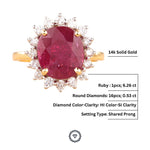 Load image into Gallery viewer, Ruby Diamond Ring In 14k Solid Gold, Cocktail Ring With Natural Diamonds, Gift For Women
