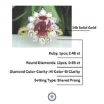 Load image into Gallery viewer, Ruby Diamond Gemstone Ring, 14k Solid Gold, July Gemstone, Birthstone Ring, Natural Diamonds, Gift for her
