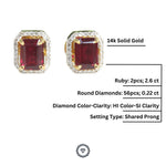 Load image into Gallery viewer, Ruby Diamonds Stud, Birthstone Gemstone Earrings, 14k Solid Gold, Natural Diamonds, Gift For Her

