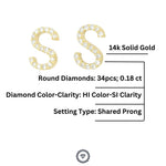 Load image into Gallery viewer, S-Initial Stud Earrings, 14K Solid Gold, Natural Diamond Letter Earrings, Gift for Her, Monogram Personalized Jewelry, Custom Pave Studs
