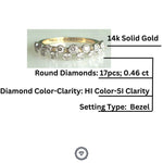 Load image into Gallery viewer, Bezel Diamond Setting Band, 14K Solid Gold, Half Eternity Band, Natural Diamonds, Gift for Her
