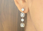 Load image into Gallery viewer, Baguette and Round Diamond Earrings, Illusion Setting Dangle Diamond Earrings, 14K Solid Gold, Dual Toned, Natural Diamonds, Gift for her
