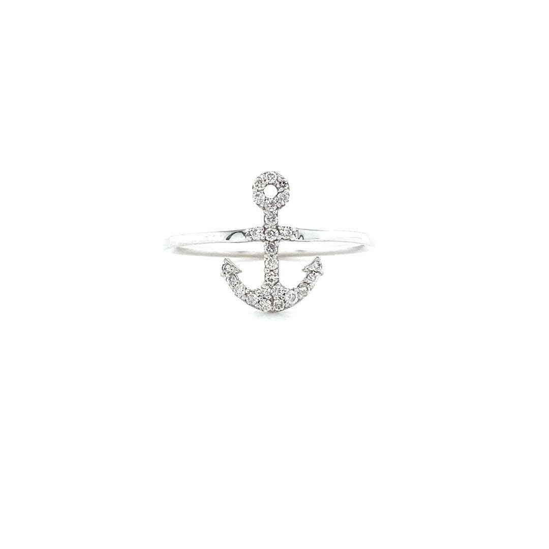 Diamond Rings, Anchor Diamond Ring, 14k Solid Gold, Natural Diamonds, Stackable Rings, Gift for Her