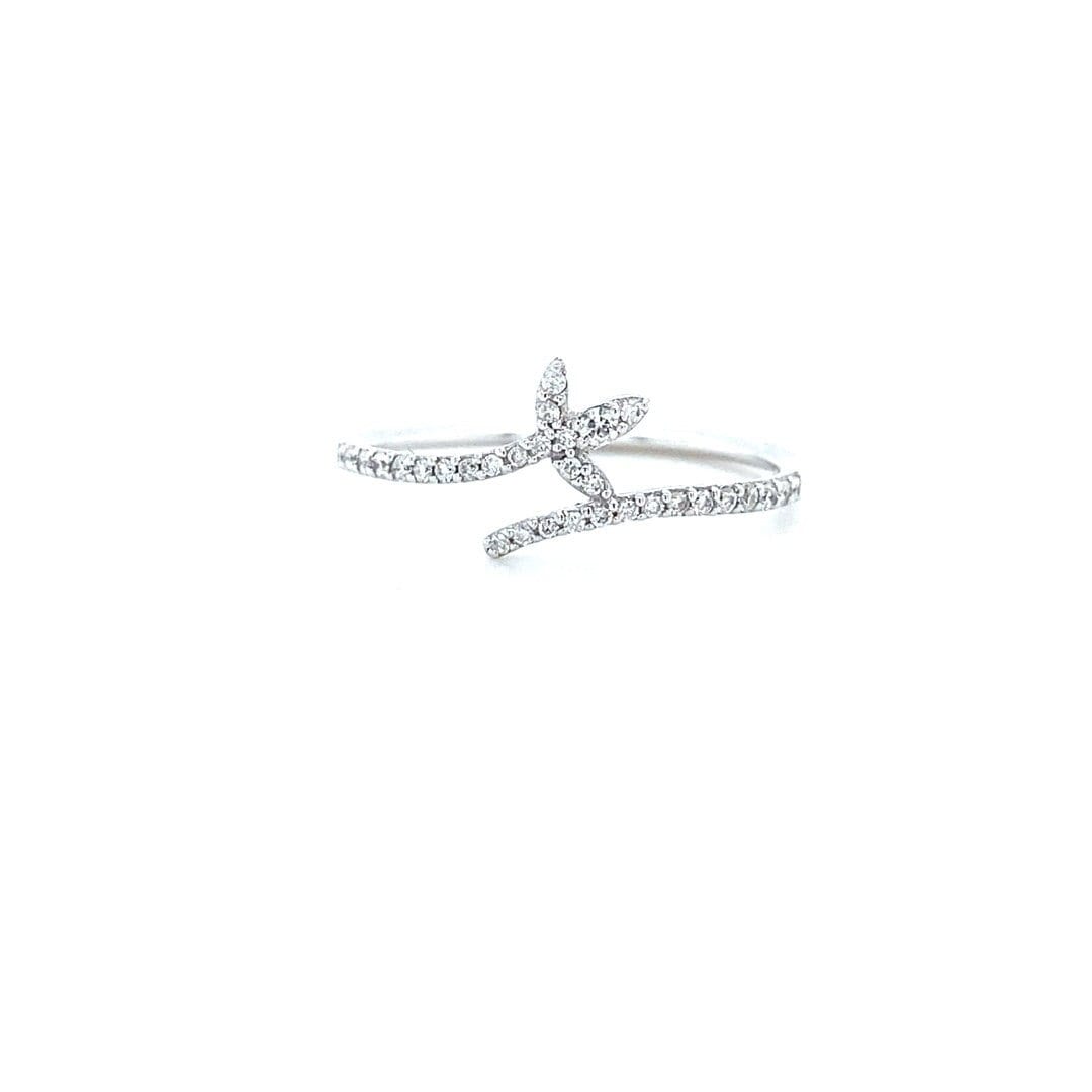 Diamond Rings, Leaves Diamond Ring, Split Shank, 14k Solid Gold, Natural Diamonds, Stackable Ring, Gift for Her