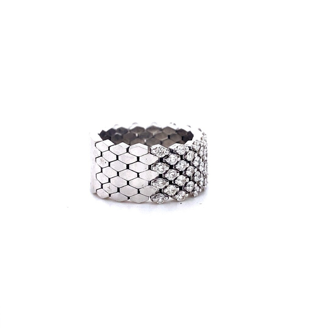 Diamond Band Ring, Flexible Design Statement ring, 14K Solid Gold, Natural Diamonds, Cocktail Band, Gift for Her
